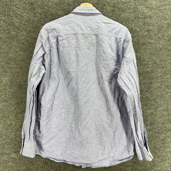 Sonoma Shirt Men L Large Blue Button Up Collared Long Sleeve Cotton Pockets - Picture 2 of 7